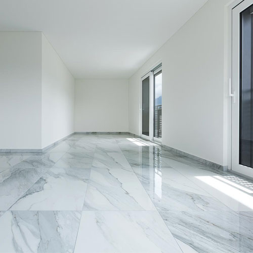 White tiled marble flooring